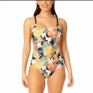 NWT HURLEY Sporty Hawaiin Print Floral One Piece Swimsuit, Women's XL Surfer